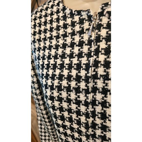 Sparkle houndstooth black shiny shaket full zip blazer vintage dress barn sz 10 - Picture 4 of 9